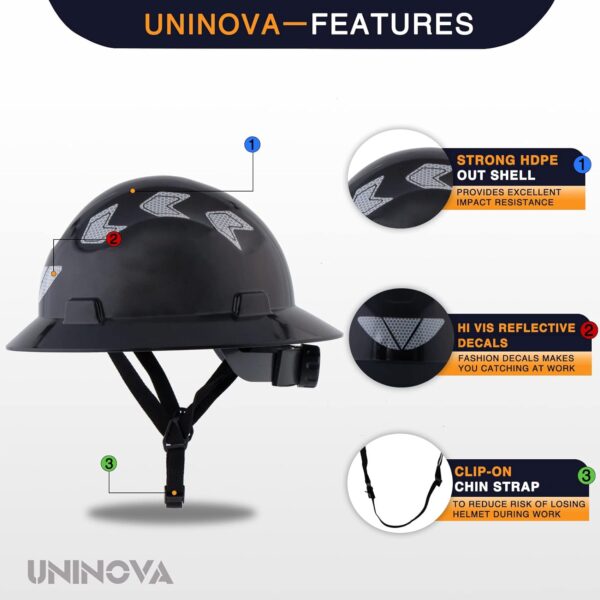 UNINOVA Full Brim Hard Hat Safety Helmet Electrical Class E,ANSI Z89.1 - Image 5