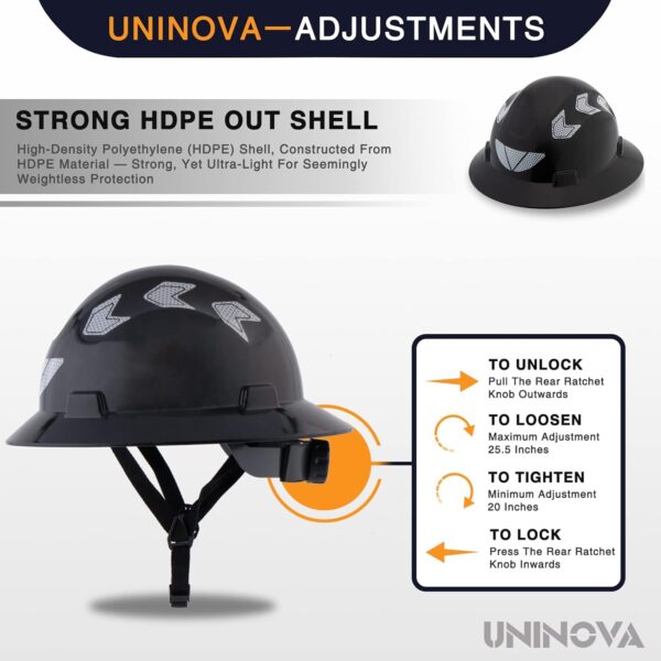 UNINOVA Full Brim Hard Hat Safety Helmet Electrical Class E,ANSI Z89.1 - Image 3