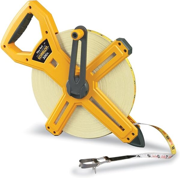 Komelon 66330IM Open Reel Fiberglass Tape Measure, 330-Feet, Hi-Viz Yellow