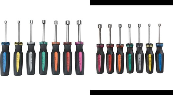 14 Piece SAE and Metric Professional Automotive Nut Driver Set Color Coded Nonslip TPR Hand Grips and 3-inch Hollow Shaft - Image 2