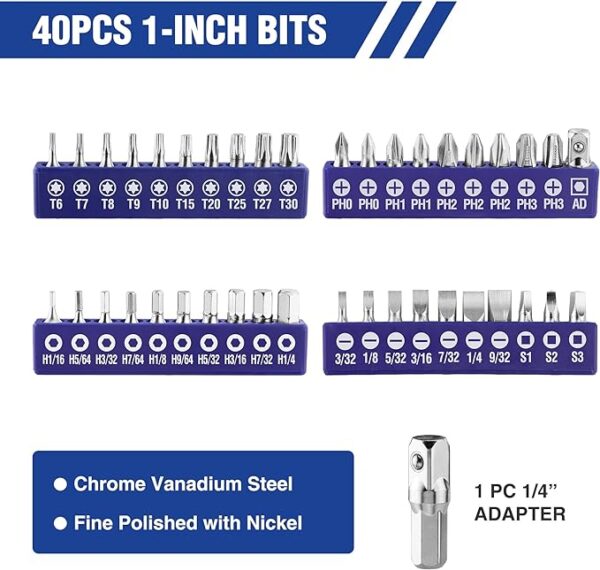 WORKPRO 61PC Magnetic Screwdriver Bits & Nut - Image 5