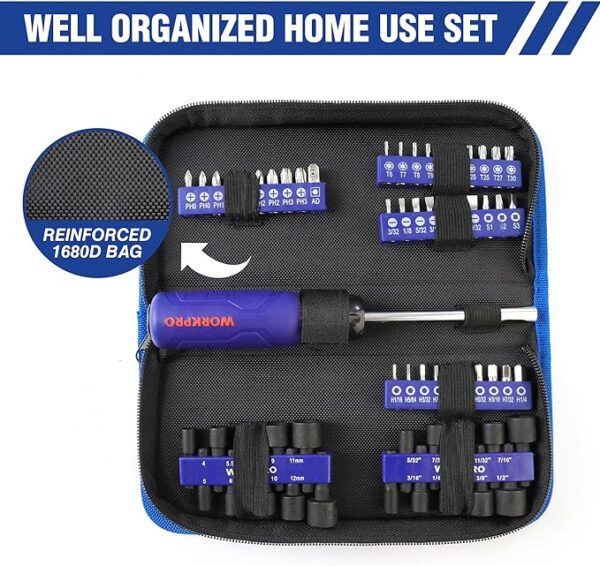 WORKPRO 61PC Magnetic Screwdriver Bits & Nut - Image 6